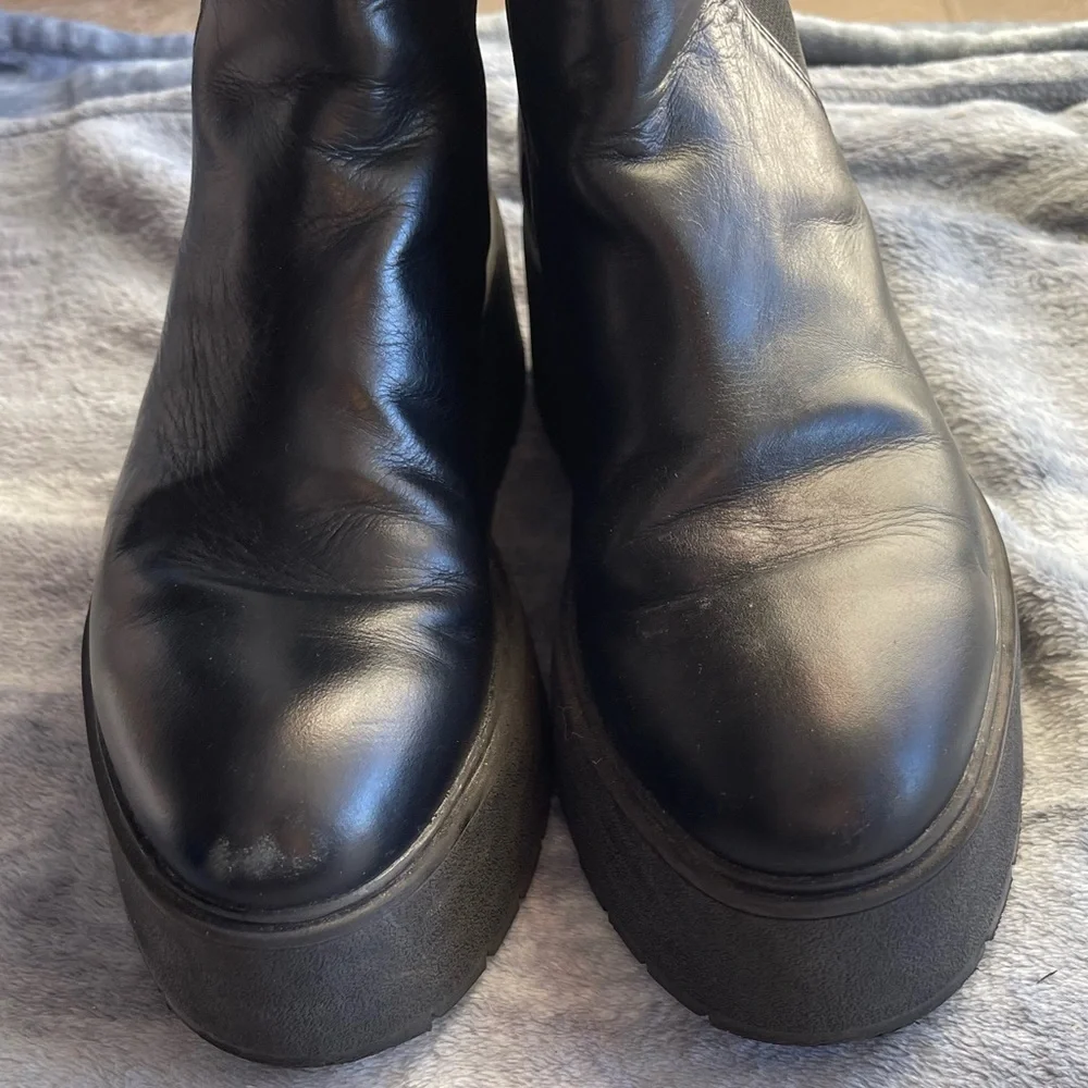 Zara black lug Chelsea booties